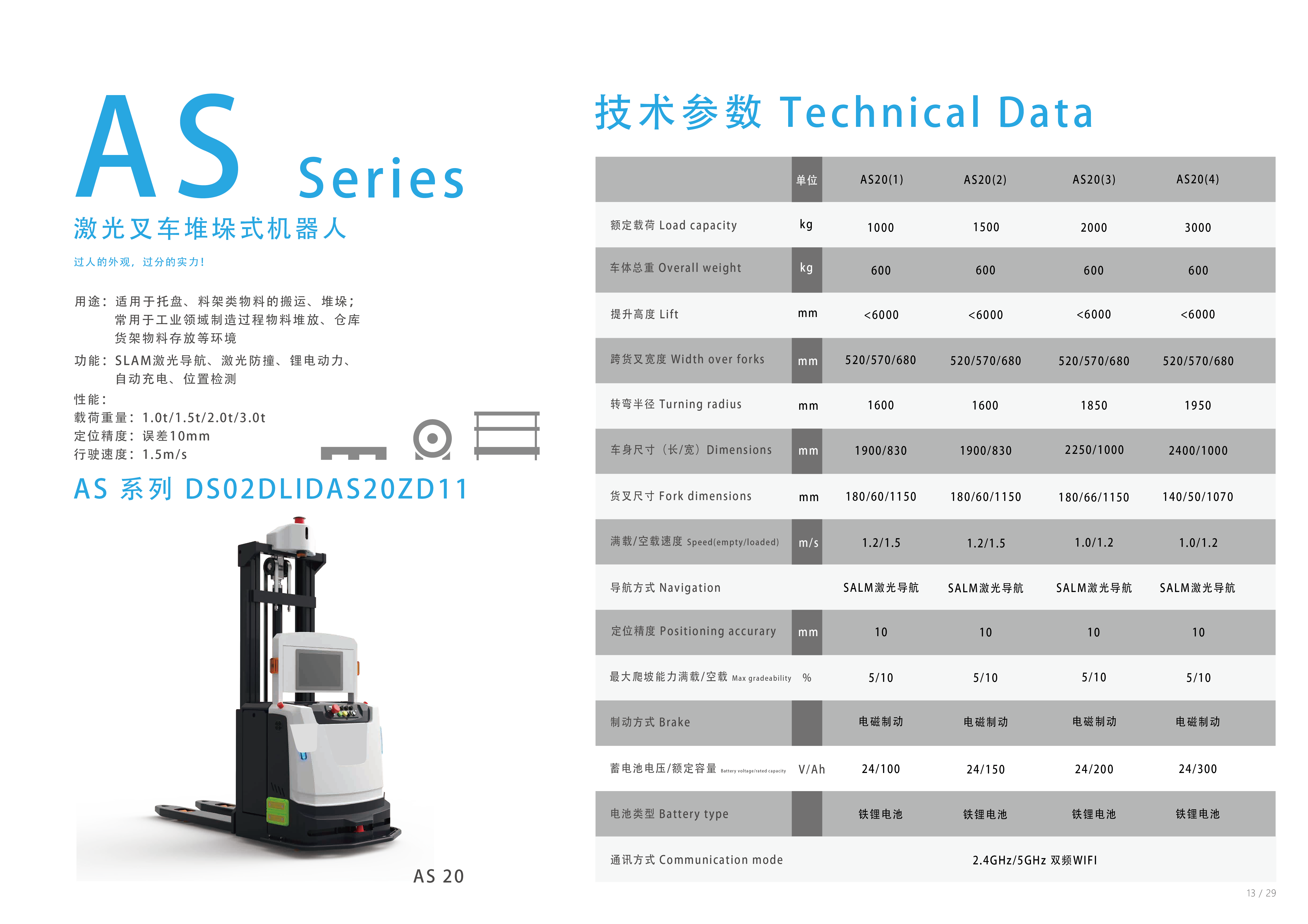  AS系列AS20激光叉车堆垛式机器人